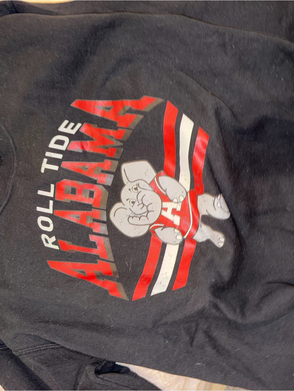 Gildan Black Sweatshirt with Red and White Alabama Roll Tide Graphic